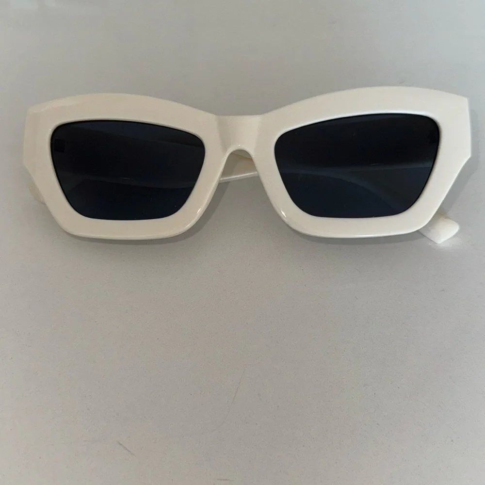 Anthropologie Cream Blocked Cat-Eye Sunglasses - Picture 2 of 5